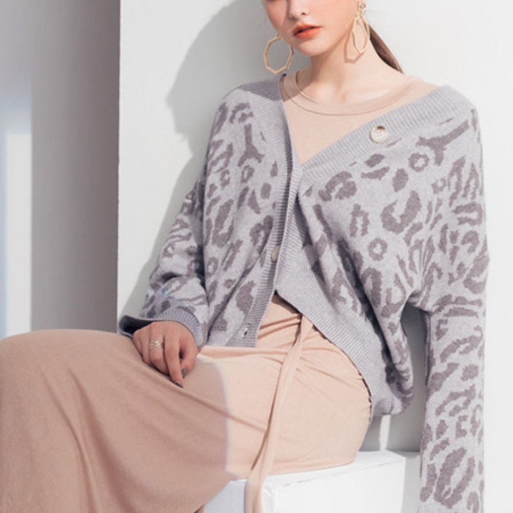 Animal Print cardigan sweater